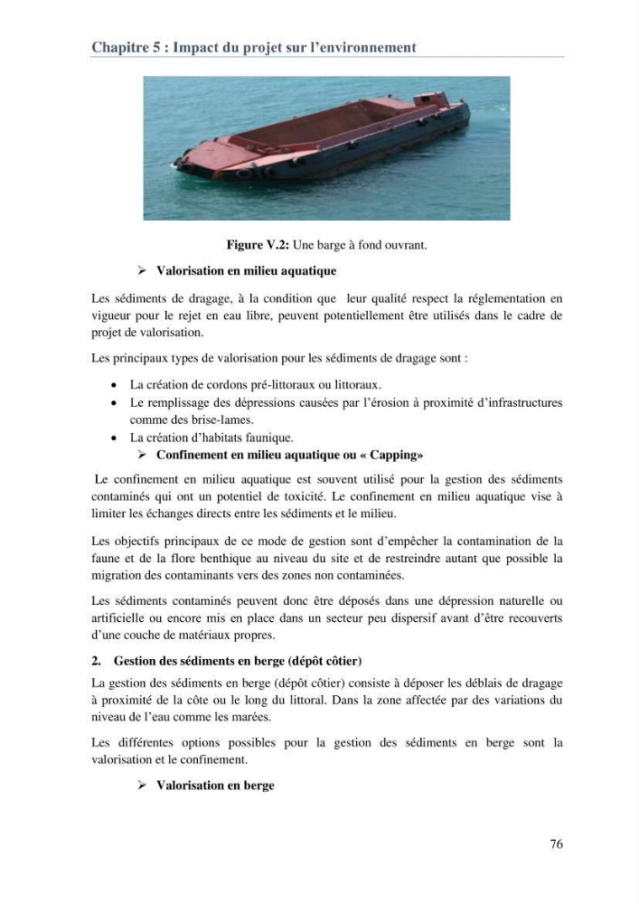 L\'étude d\'impact des produits de dragage du port de Bejaia sur l\'environnement \' arrière port \':