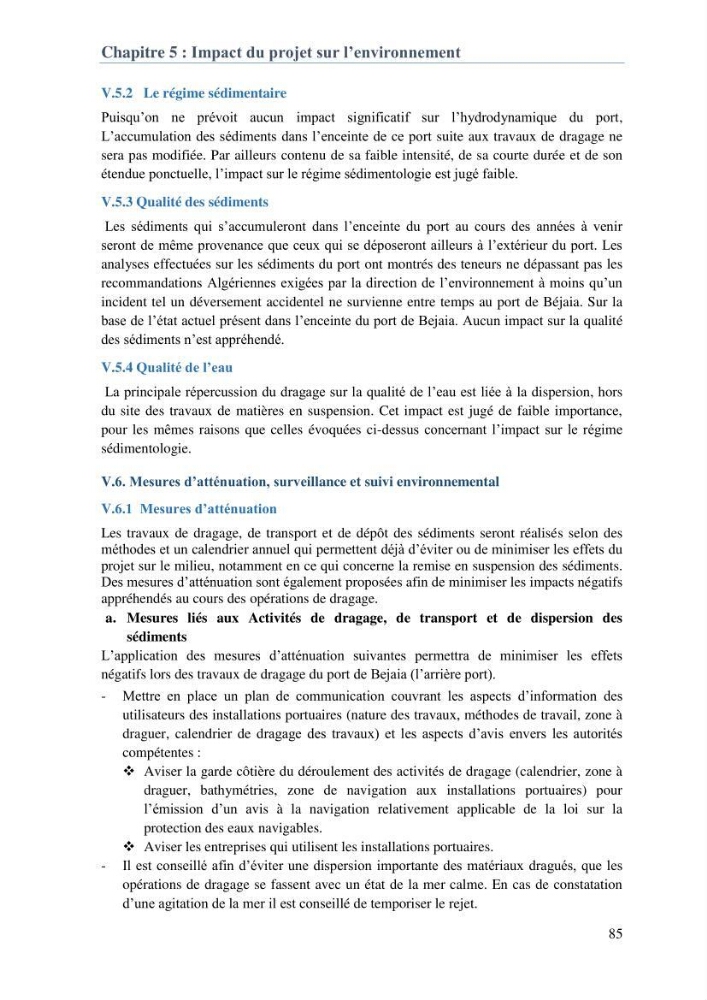 L\'étude d\'impact des produits de dragage du port de Bejaia sur l\'environnement \' arrière port \':