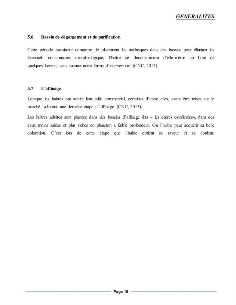 Etude de la croissance de l\'Huitre creuse Crassostrea Gigas (Thunberg, 1793) Ain Tagourait Tipaza