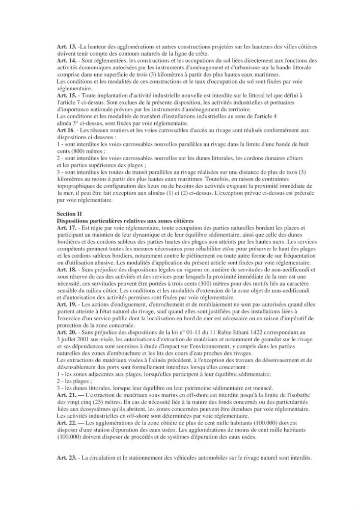 Evaluation de la mise en oeuvre de la loi n°02-02 relative à la protection et à la valorisation du littoral au niveau de l\'Est de la wilaya d\'Alger