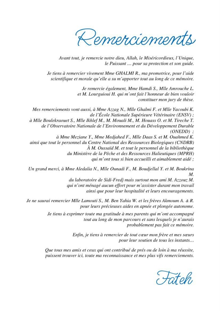 Contribution à l\'étude de l\'impact de la pollution chimique sur l\'herbier à Posidonie dans la baie de Bou-Ismaîl