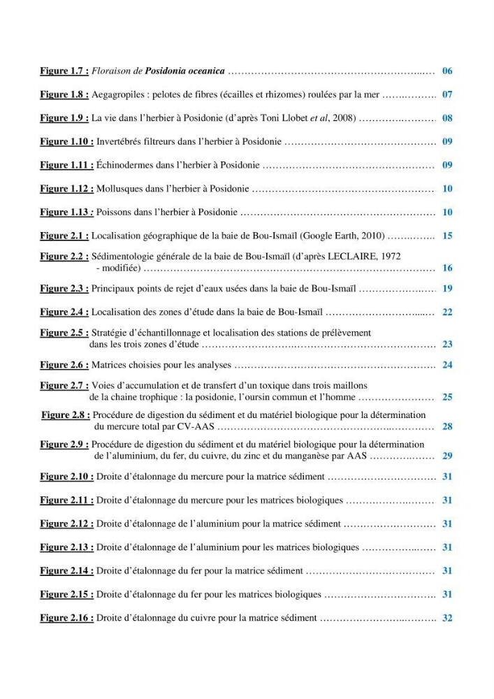 Contribution à l\'étude de l\'impact de la pollution chimique sur l\'herbier à Posidonie dans la baie de Bou-Ismaîl