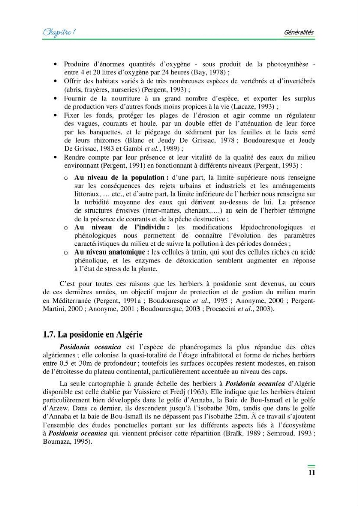 Contribution à l\'étude de l\'impact de la pollution chimique sur l\'herbier à Posidonie dans la baie de Bou-Ismaîl