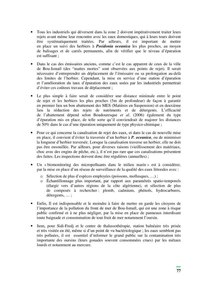 Contribution à l\'étude de l\'impact de la pollution chimique sur l\'herbier à Posidonie dans la baie de Bou-Ismaîl