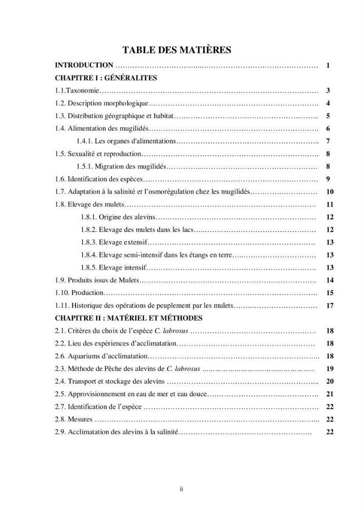 Acclimatation aux faibles salinités des alevins de mulet Chelon labrosus (Risso, 1826).:
