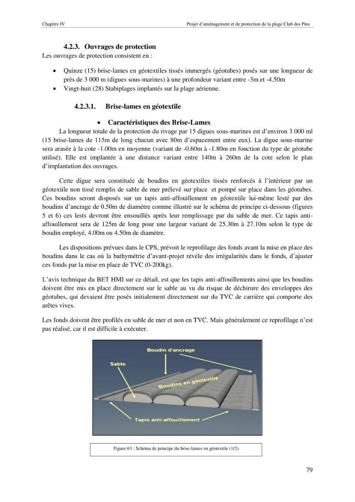 Travaux de protection du rivage marin de la résidence Sahel Club des Pins: