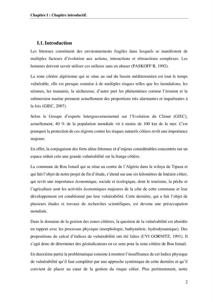 La vulnérabilité et la gestion de la zone côtière