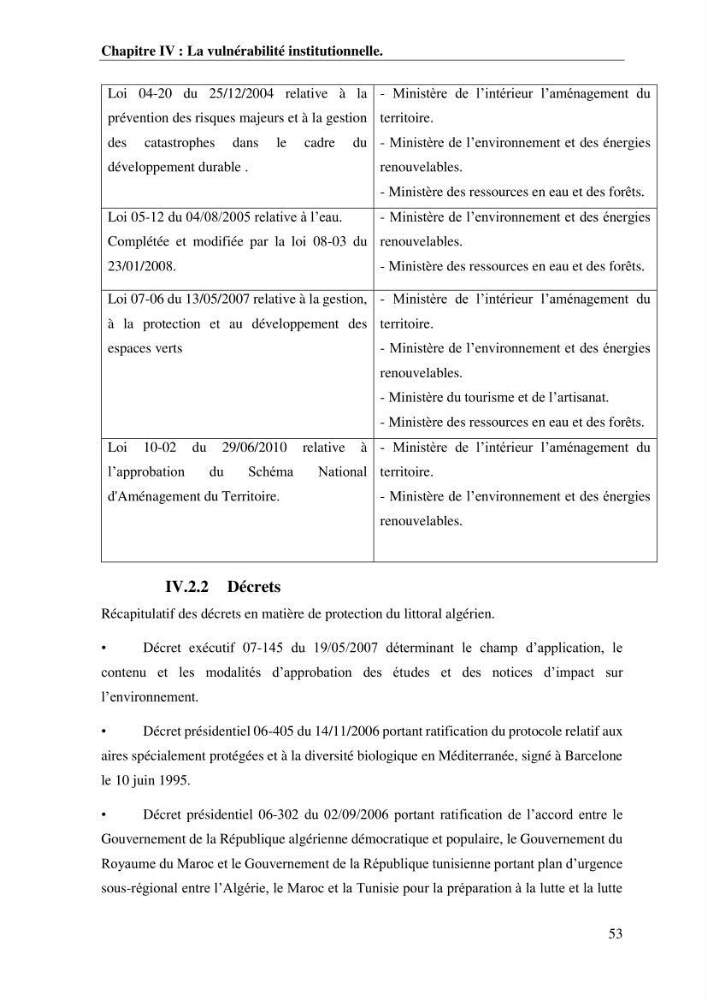 La vulnérabilité et la gestion de la zone côtière