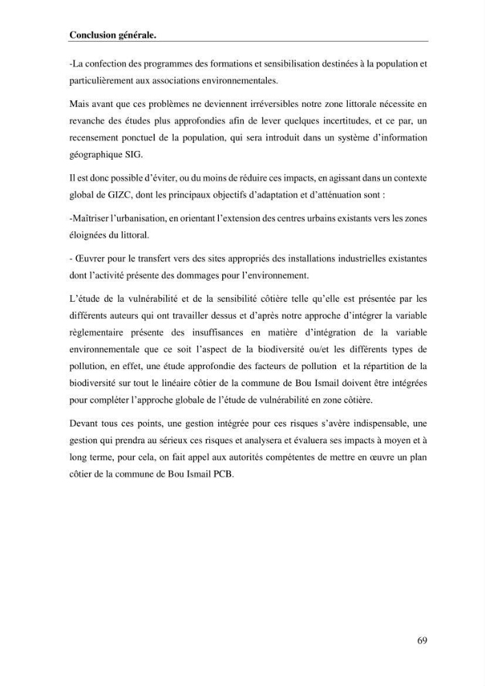 La vulnérabilité et la gestion de la zone côtière