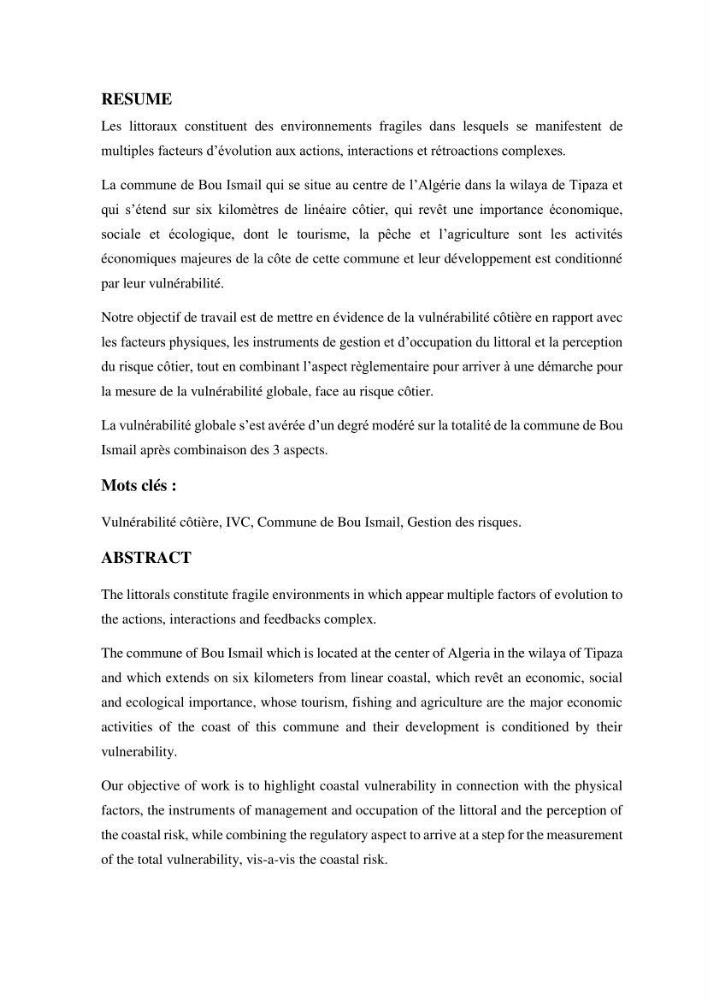 La vulnérabilité et la gestion de la zone côtière