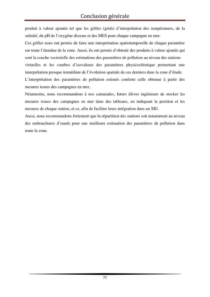Analyse géostatistique de quelques paramètres de pollution côtière dans la baie de Bou-Ismail: