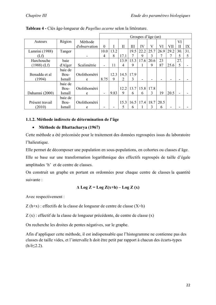 Contribution à l\'étude de l\'exploitation de pagellus acarne (Risso, 1826) de la baie de Bou- Ismail: