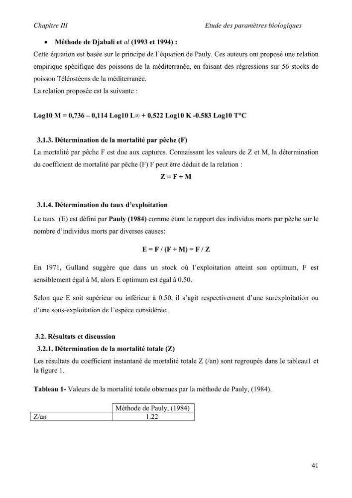 Contribution à l\'étude de l\'exploitation de pagellus acarne (Risso, 1826) de la baie de Bou- Ismail:
