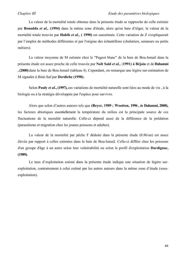 Contribution à l\'étude de l\'exploitation de pagellus acarne (Risso, 1826) de la baie de Bou- Ismail: