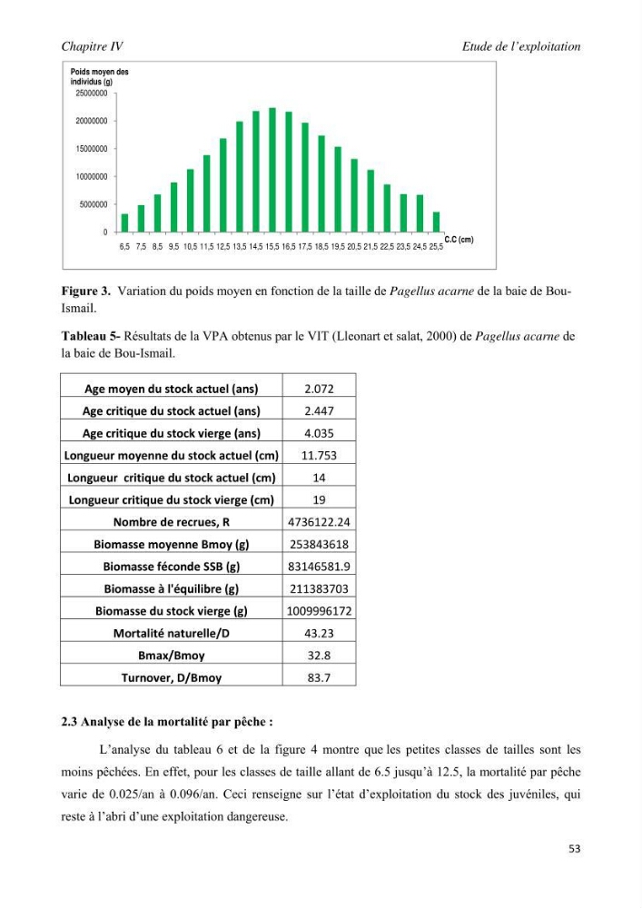 Contribution à l\'étude de l\'exploitation de pagellus acarne (Risso, 1826) de la baie de Bou- Ismail: