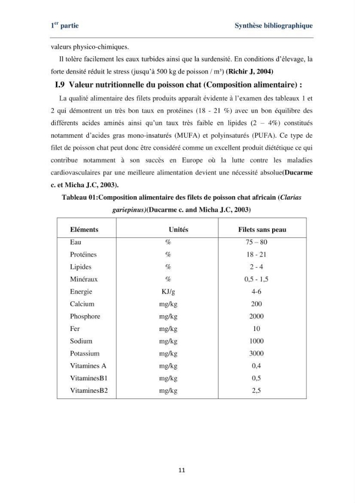 Fabrication des conserves alimentaires à partir du poisson chat africain Clarias gariepinus (Bruchell, 1822) et contribution à la valorisation des coproduits générés