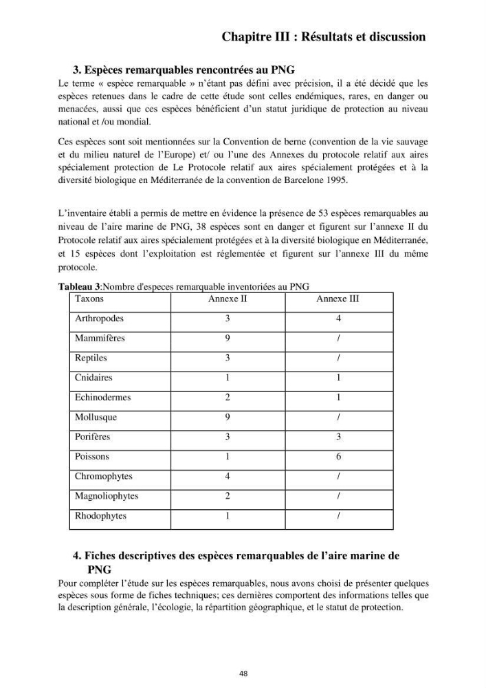 Inventaire des espèces marines du parc national de Gouraya