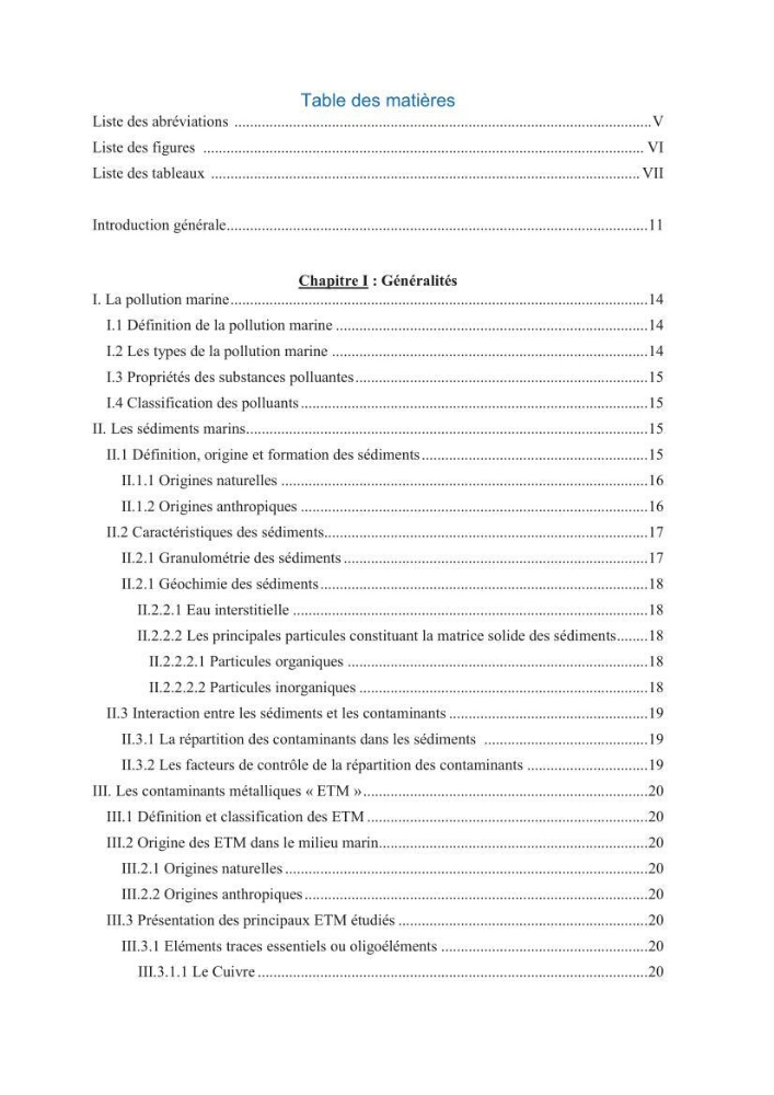 Contamination des sédiments marins de la côte Algéroise par les métaux traces