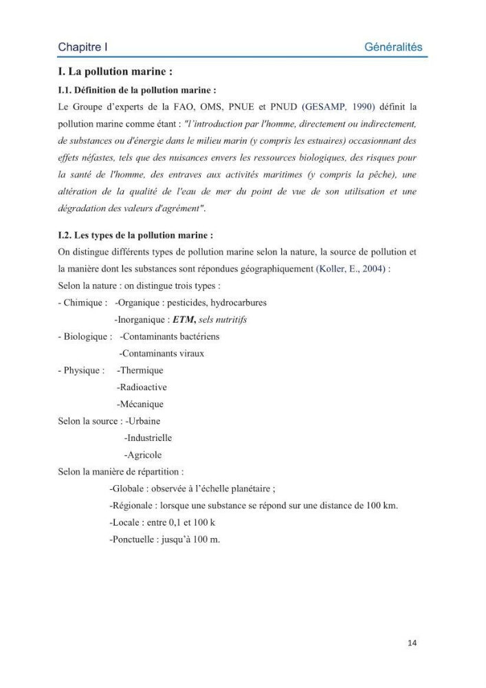 Contamination des sédiments marins de la côte Algéroise par les métaux traces