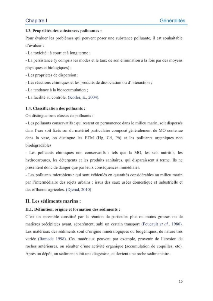 Contamination des sédiments marins de la côte Algéroise par les métaux traces