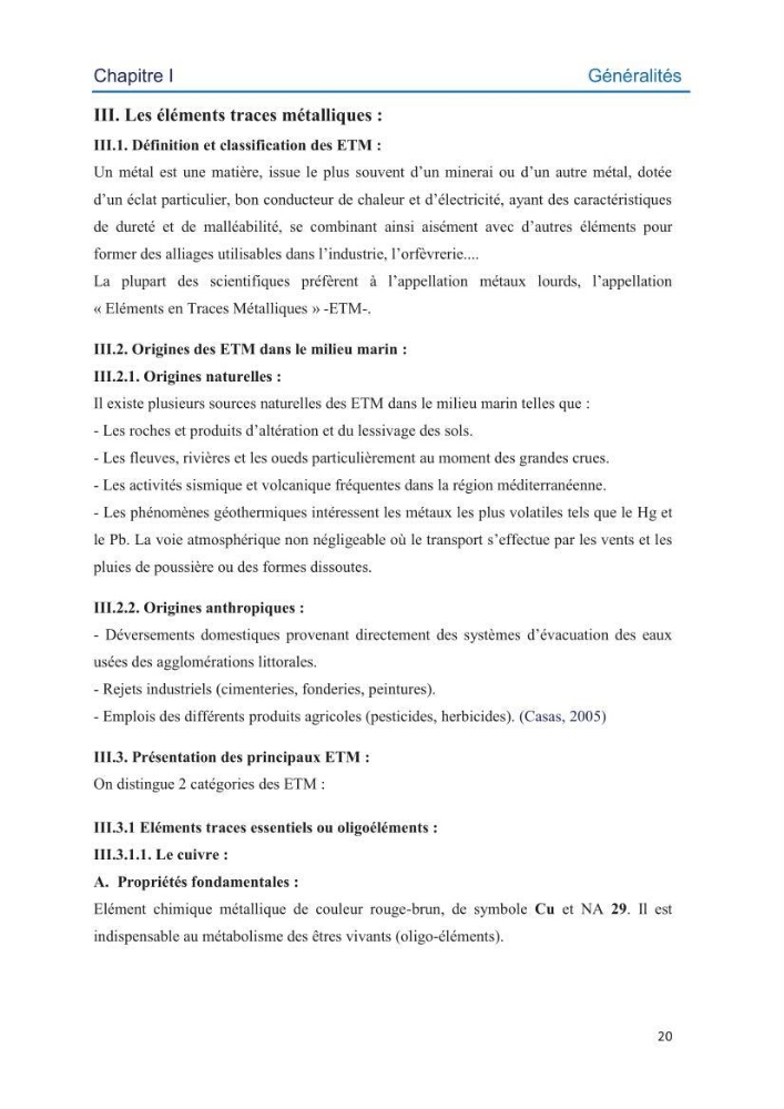 Contamination des sédiments marins de la côte Algéroise par les métaux traces