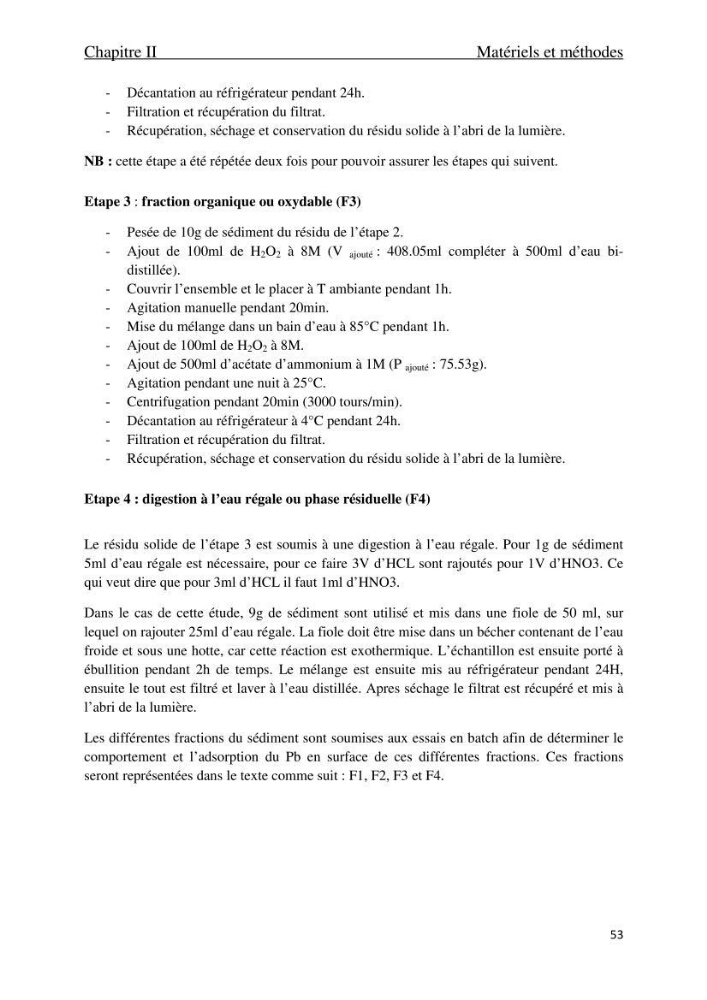 Comportement des éléments traces métallique dans une matrice sédimentaire par des études d\'extration séquentielle et par adsorption :