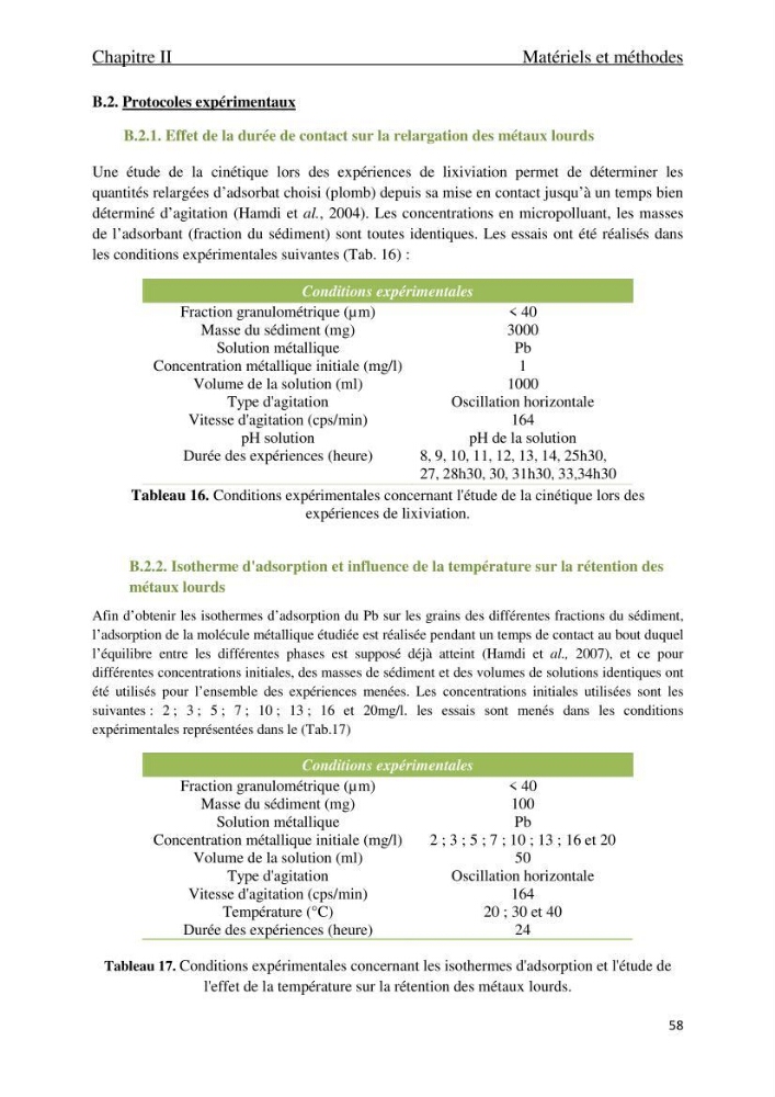 Comportement des éléments traces métallique dans une matrice sédimentaire par des études d\'extration séquentielle et par adsorption :