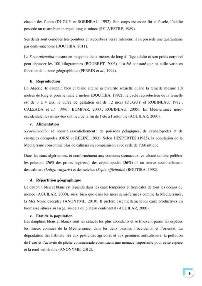 Bilan des échouages de cetacés dans le centre Algérien: