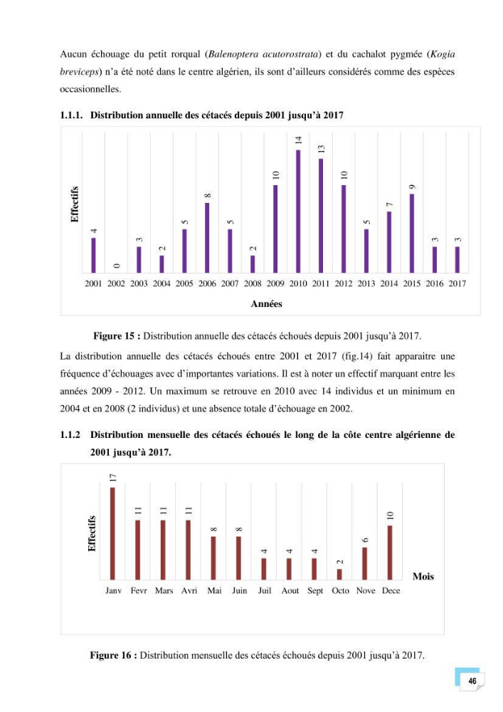 Bilan des échouages de cetacés dans le centre Algérien: