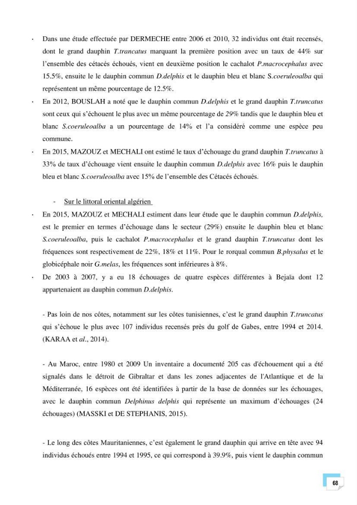 Bilan des échouages de cetacés dans le centre Algérien:
