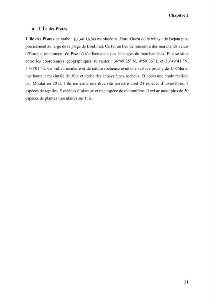 Etude de la vulnérabilité insulaire focus sur l’îlot de Sidi Fredj