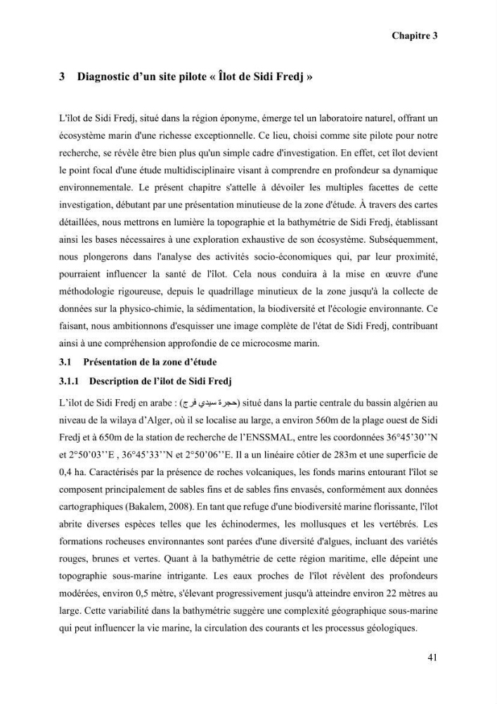 Etude de la vulnérabilité insulaire focus sur l’îlot de Sidi Fredj
