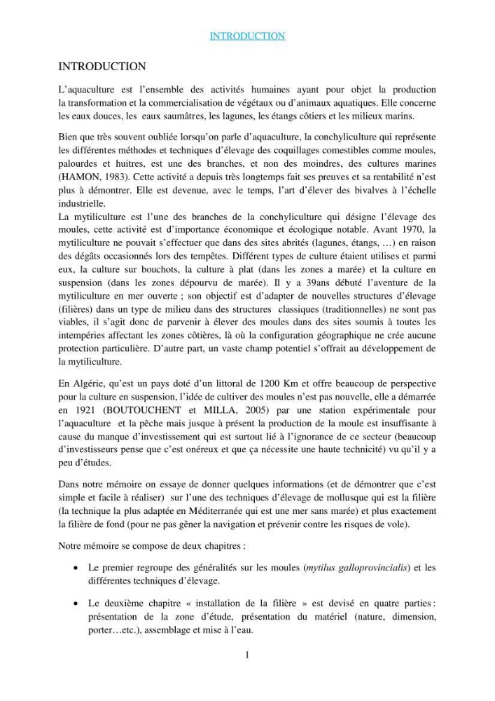 Installation d\'une filière conchylicole