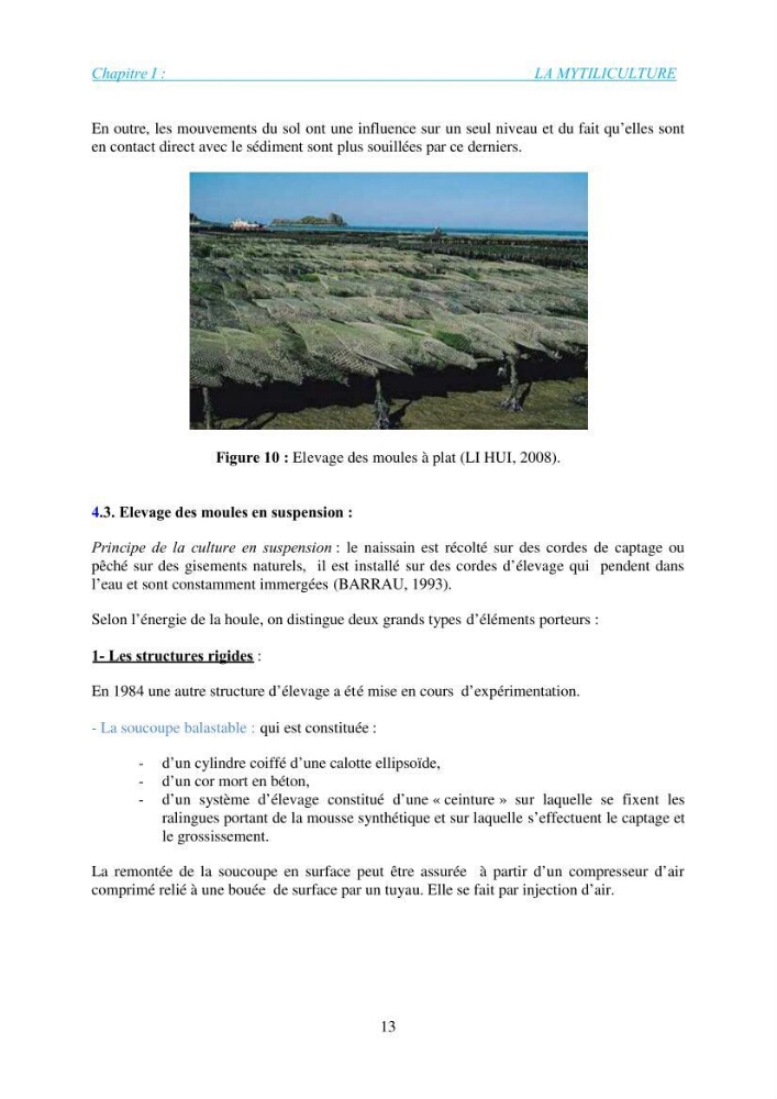 Installation d\'une filière conchylicole