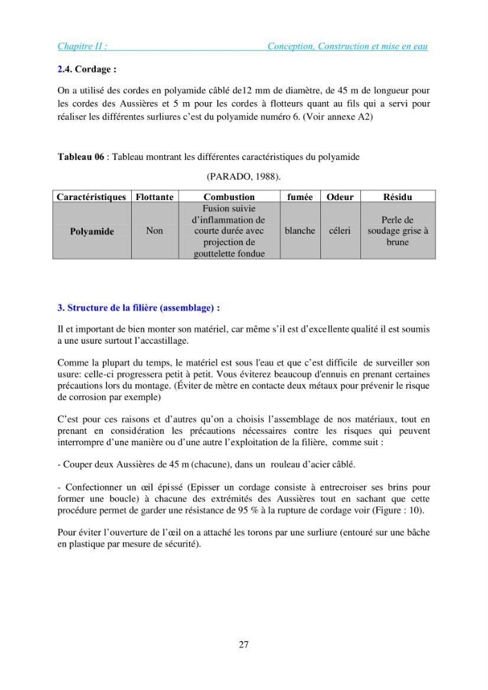 Installation d\'une filière conchylicole