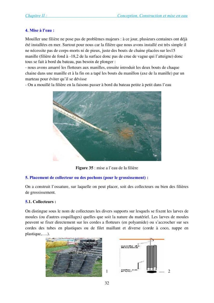 Installation d\'une filière conchylicole