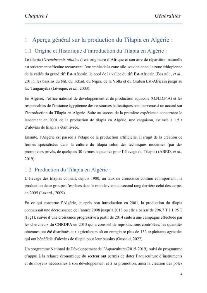 Evaluation de la qualité Organoleptique, Hygiénique et Nutritionnelle du Tilapia (Oreochromis sp.) de deux fermes aquacoles.