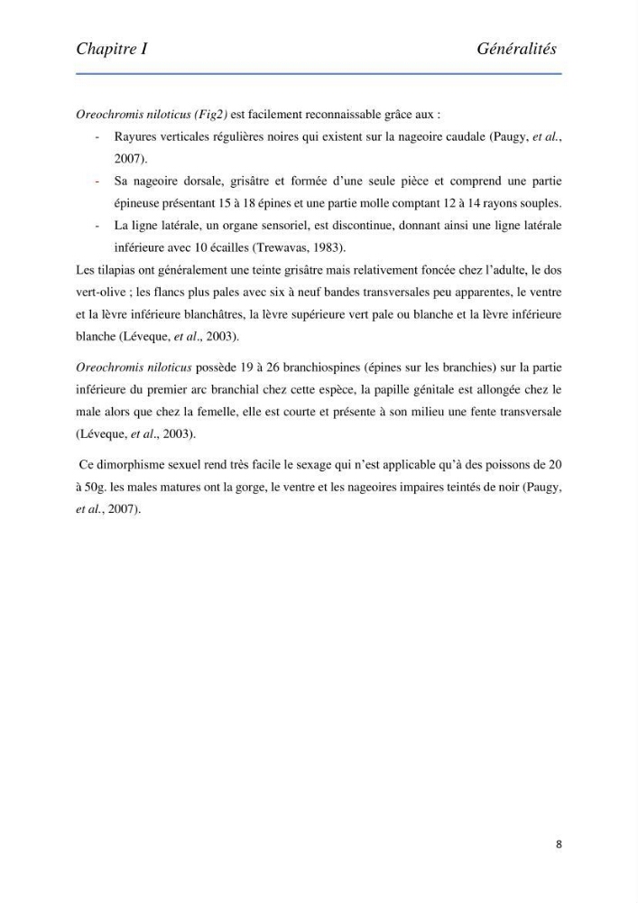 Evaluation de la qualité Organoleptique, Hygiénique et Nutritionnelle du Tilapia (Oreochromis sp.) de deux fermes aquacoles.