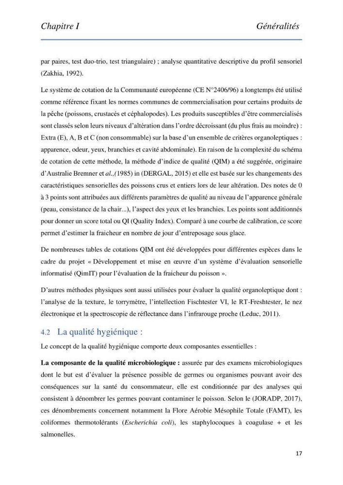 Evaluation de la qualité Organoleptique, Hygiénique et Nutritionnelle du Tilapia (Oreochromis sp.) de deux fermes aquacoles.