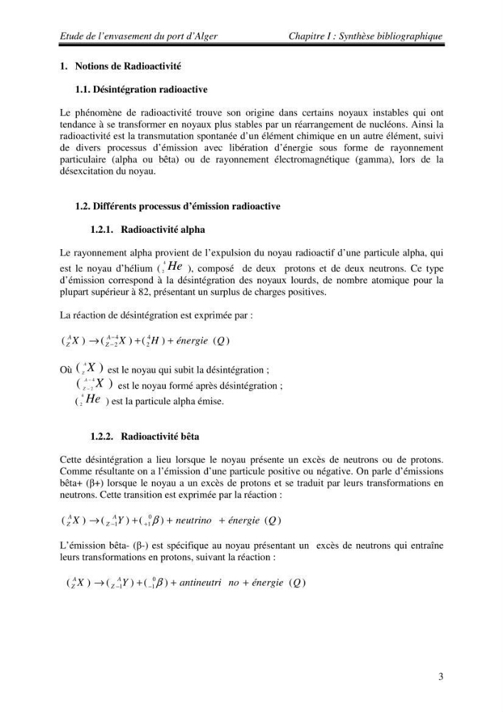 Etude de l\'envasement du port d\'Alger au moyen du Cs-137