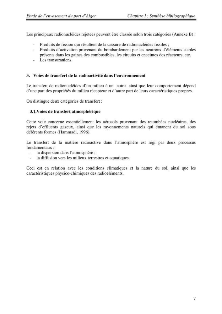 Etude de l\'envasement du port d\'Alger au moyen du Cs-137