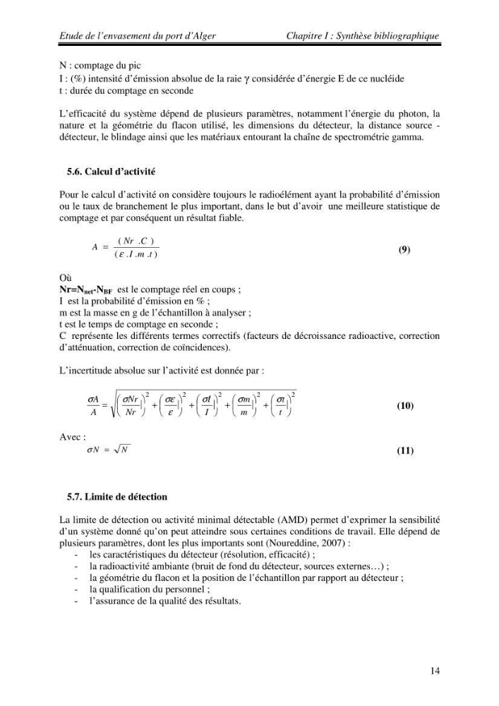 Etude de l\'envasement du port d\'Alger au moyen du Cs-137