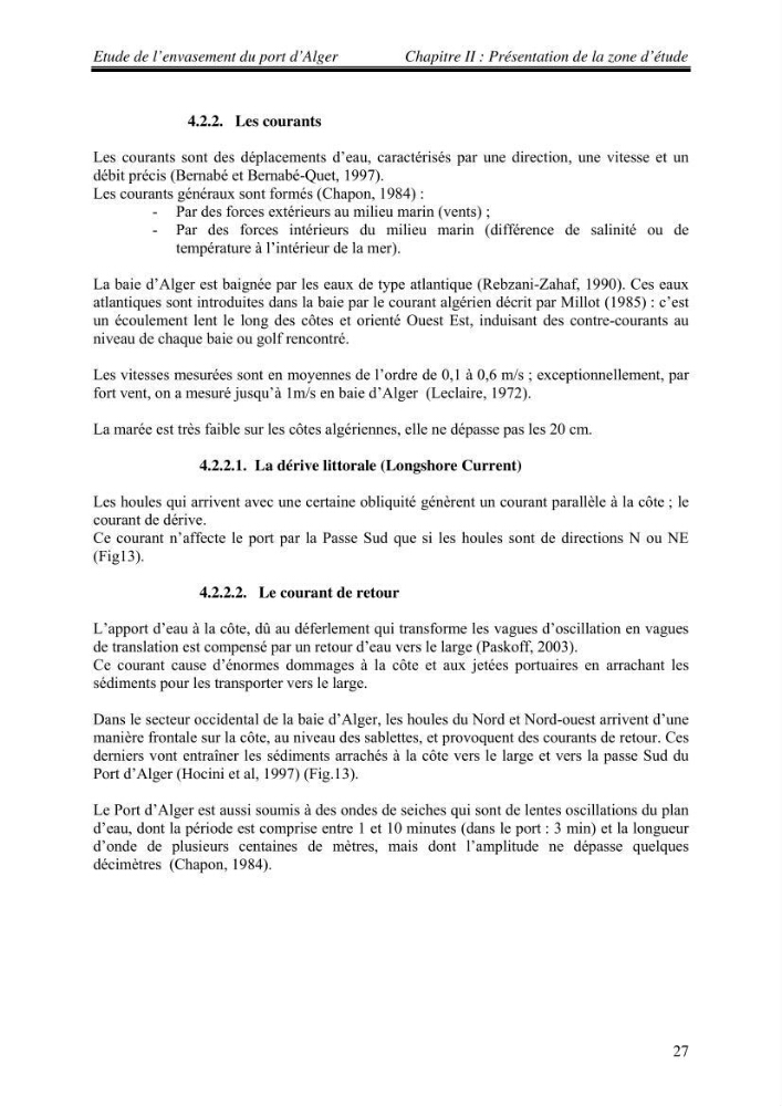 Etude de l\'envasement du port d\'Alger au moyen du Cs-137