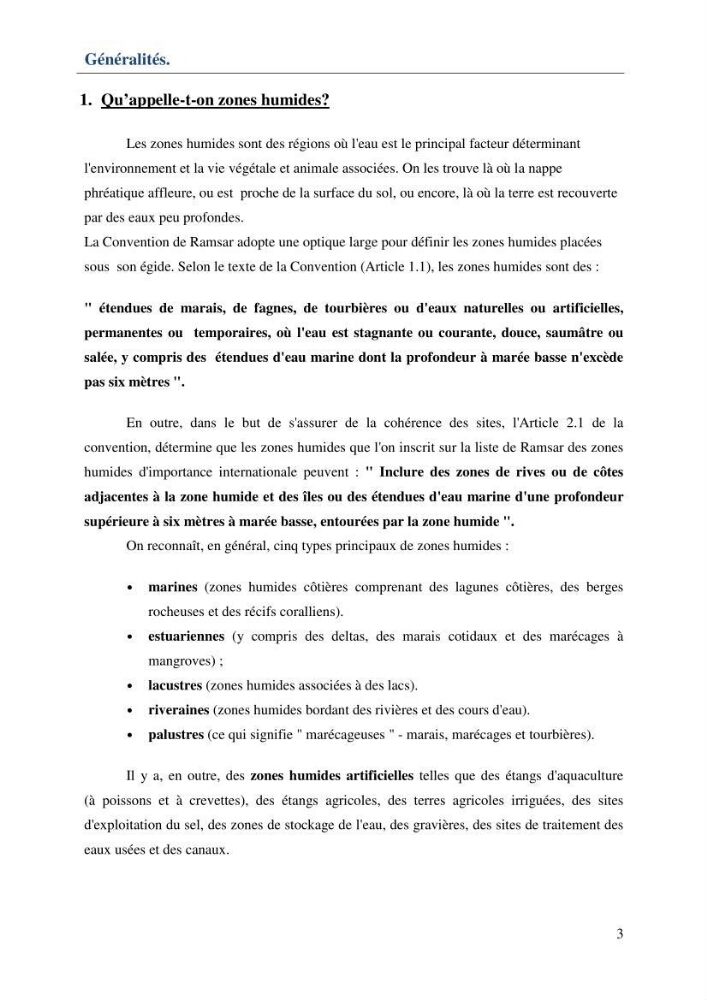 Mise en place d\'une base de données (SIG) sur les zones humides de la wilaya d\' EL Taref