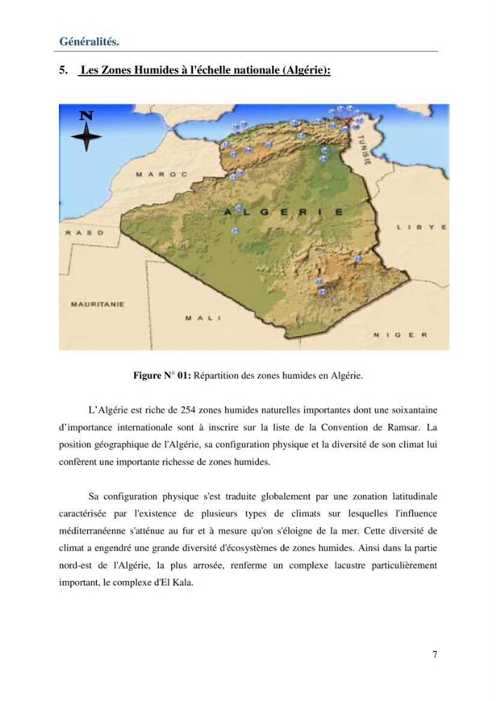 Mise en place d\'une base de données (SIG) sur les zones humides de la wilaya d\' EL Taref
