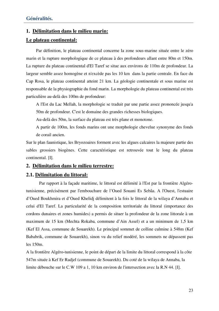 Mise en place d\'une base de données (SIG) sur les zones humides de la wilaya d\' EL Taref