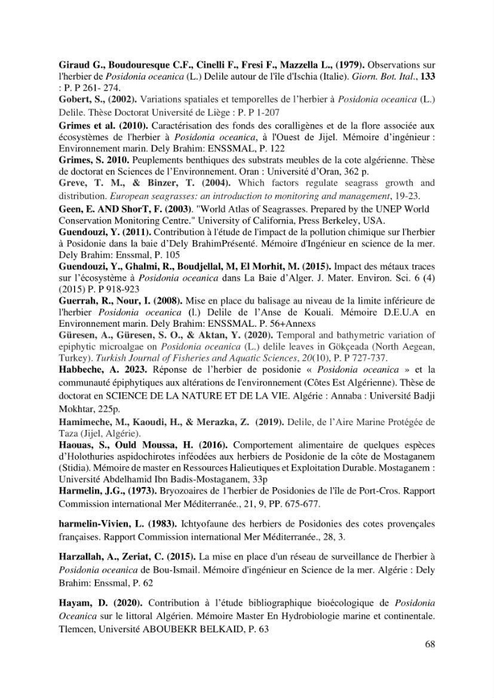 La faune et la flore associée aux herbiers de Posidonia oceanica dans la côte Algérienne
