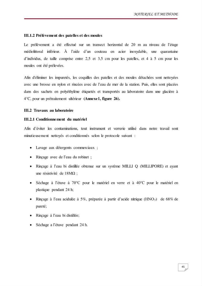 Evaluation des teneurs en métaux lourds dans l\'environnement marin du littoral Algérois chez Patella sp et les moules:
