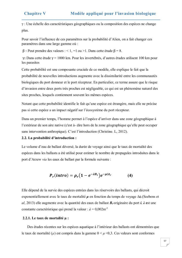 Contribution au développement d\'un modèle probabiliste pour estimer le risque d\'invasion par les eaux de ballast