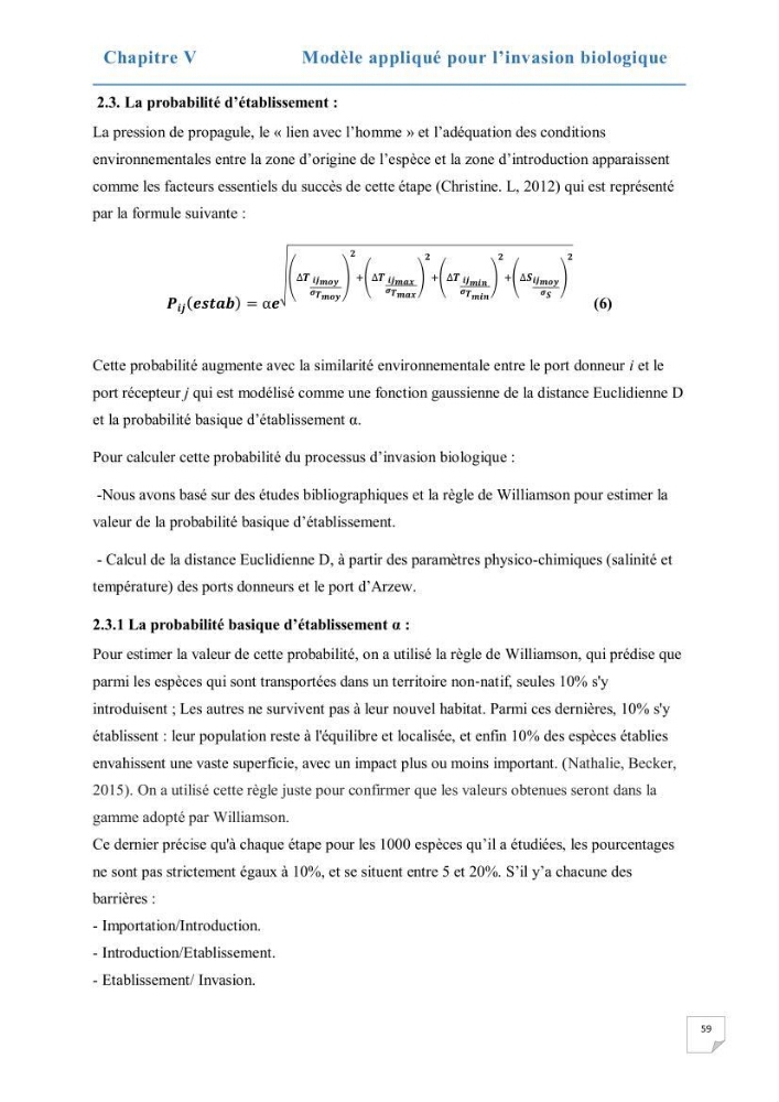 Contribution au développement d\'un modèle probabiliste pour estimer le risque d\'invasion par les eaux de ballast